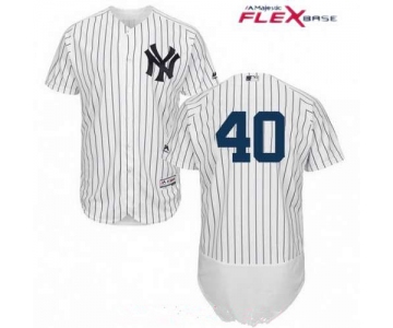 Men's New York Yankees Luis Severino Replica White Home Flex Base Collection Jersey