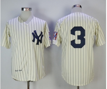 Mitchell And Ness New York Yankees #3 Babe Ruth Cream Throwback Stitched MLB Jersey