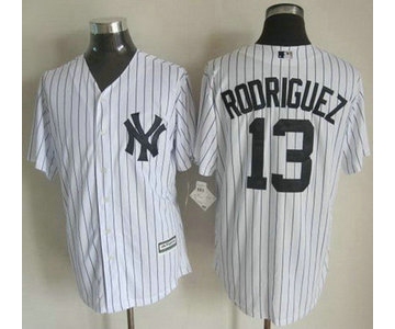 New York Yankees #13 Alex Rodriguez 2015 White With Navy Pinstripe Jersey