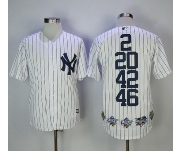 New York Yankees #2 #20 #42 #46 White Strip World Series Champions Stitched Jersey