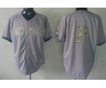 New York Yankees #2 Derek Jeter Gray With Camo Jersey