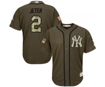 New York Yankees #2 Derek Jeter Green Salute to Service Stitched MLB Jersey