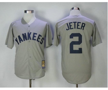 New York Yankees 2 Derek Jeter Majestic Gray Road Cool Base Cooperstown Collection Player Jersey
