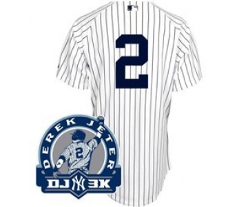 New York Yankees #2 Derek Jeter White DJ3K Patch Jersey