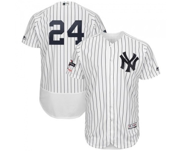 New York Yankees #24 Gary Sanchez Majestic 2019 Postseason Authentic Flex Base Player White Navy Jersey