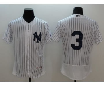 New York Yankees #3 Babe Ruth White Strip Flexbase Authentic Collection Stitched MLB Jersey