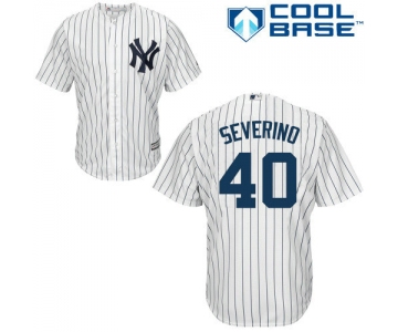 New York Yankees 40 Luis Severino White Strip New Cool Base Stitched Baseball Jersey