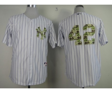 New York Yankees #42 Mariano Rivera White With Camo Jersey