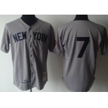 New York Yankees #7 Mickey Mantle 1951 Gray Wool Throwback Jersey