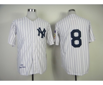 New York Yankees #8 Yogi Berra 1951 White Throwback Jersey
