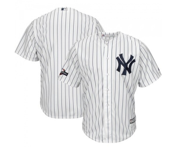 New York Yankees Majestic 2019 Postseason Official Cool Base Player White Navy Jersey