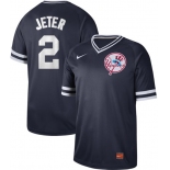 Yankees #2 Derek Jeter Navy Authentic Cooperstown Collection Stitched Baseball Jersey