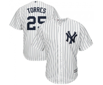 Yankees 25 Gleyber Torres White Cool Base Jersey