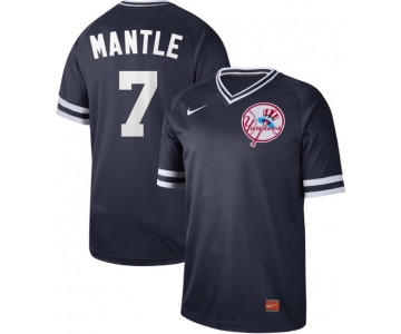 Yankees #7 Mickey Mantle Navy Authentic Cooperstown Collection Stitched Baseball Jersey
