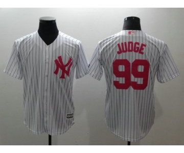 Yankees 99 Aaron White Pink Cool Base Jersey