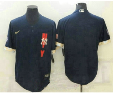 men's new york yankees blank navy blue 2021 mlb all star stitched cool base nike jersey