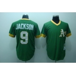 Oakland Athletics #9 Reggie Jackson 1974 Green Throwback Jersey