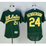 Athletics #24 Rickey Henderson Green Flexbase Authentic Collection Cooperstown Stitched MLB Jersey