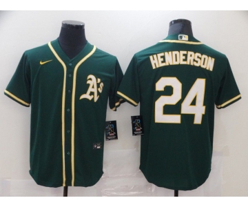 Men Oakland Athletics 24 Henderson Green Game 2021 Nike MLB Jersey