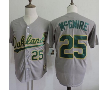 Men's MLB Oakland Athletics A's #25 Mark Mcgwire Throwback VINTAGE Grey Jersey
