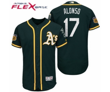 Men's Oakland Athletics #17 Yonder Alonso Green 2017 Spring Training Stitched MLB Majestic Flex Base Jersey