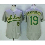 Men's Oakland Athletics #19 Bert Campy Campaneris Retired Gray Road Stitched MLB 2016 Majestic Flex Base Jersey