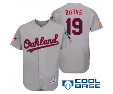 Men's Oakland Athletics #19 Billy Burns Gray Stars & Stripes Fashion Independence Day Stitched MLB Majestic Cool Base Jersey