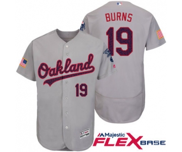Men's Oakland Athletics #19 Billy Burns Gray Stars & Stripes Fashion Independence Day Stitched MLB Majestic Flex Base Jersey