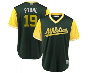 Men's Oakland Athletics 19 Josh Phegley PTBNL Green 2018 Players' Weekend Cool Base Jersey