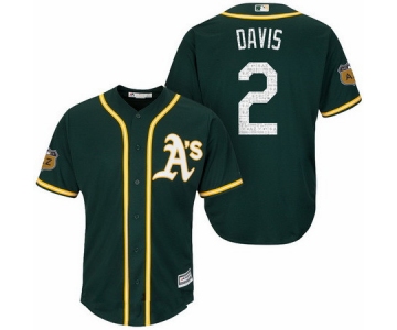 Men's Oakland Athletics #2 Khris Davis Green 2017 Spring Training Stitched MLB Majestic Cool Base Jersey