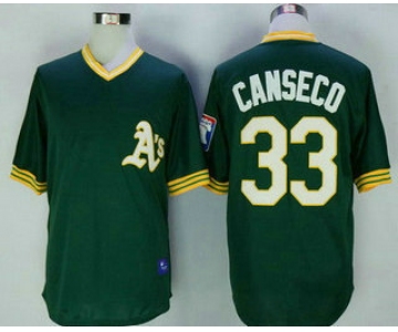Men's Oakland Athletics #33 Jose Canseco Green Pullover Throwback Stitched MLB Jersey By Mitchell & Ness