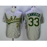 Men's Oakland Athletics #33 Jose Canseco Grey Throwback Jersey