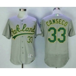 Men's Oakland Athletics #33 Jose Canseco Retired Gray Road Stitched MLB 2016 Majestic Flex Base Jersey