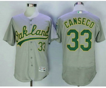 Men's Oakland Athletics #33 Jose Canseco Retired Gray Road Stitched MLB 2016 Majestic Flex Base Jersey