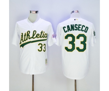Men's Oakland Athletics #33 Jose Canseco Retired White Majestic Cooperstown Collection Throwback Jersey