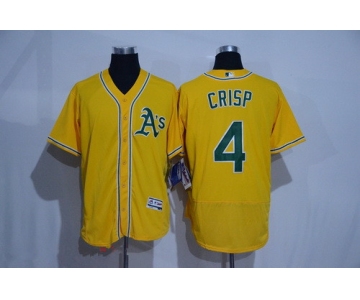 Men's Oakland Athletics #4 Coco Crisp Yellow 2016 Flex Base Majestic Stitched MLB Jersey