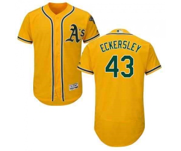 Men's Oakland Athletics #43 Dennis Eckersley Gold Flexbase Authentic Collection Stitched MLB Jersey