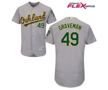 Men's Oakland Athletics #49 Kendall Graveman Gray Road Stitched MLB Majestic Flex Base Jersey