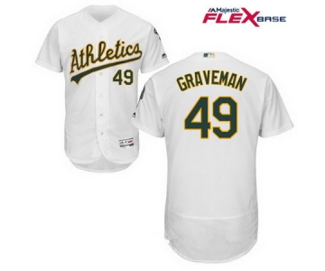 Men's Oakland Athletics #49 Kendall Graveman White Home Stitched MLB Majestic Flex Base Jersey