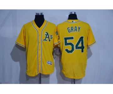 Men's Oakland Athletics #54 Sonny Gray Yellow 2016 Flex Base Majestic Stitched MLB Jersey