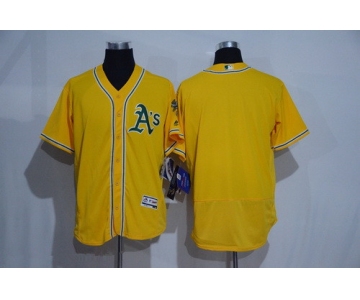 Men's Oakland Athletics Blank Yellow 2016 Flex Base Majestic Stitched MLB Jersey