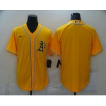 Men's Oakland Athletics Blank Yellow Stitched MLB Cool Base Nike Jersey