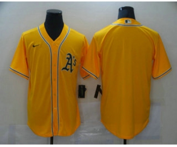 Men's Oakland Athletics Blank Yellow Stitched MLB Cool Base Nike Jersey