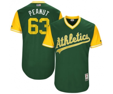 Men's Oakland Athletics Bobby Wahl Peanut Majestic Green 2017 Players Weekend Authentic Jersey