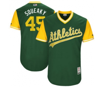 Men's Oakland Athletics Jharel Cotton Squeaky Majestic Green 2017 Players Weekend Authentic Jersey