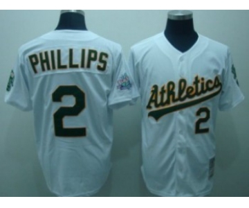 Oakland Athletics #2 Tony Phillips White Throwback Jersey