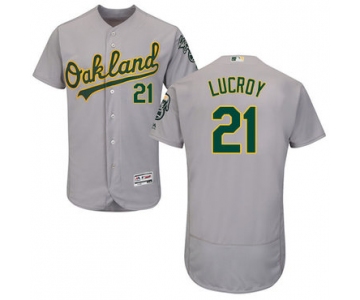 Oakland Athletics #21 Jonathan Lucroy Grey Flexbase Authentic Collection Stitched Baseball Jersey