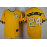 Oakland Athletics #24 Rickey Henderson 1968 Yellow Throwback Jersey