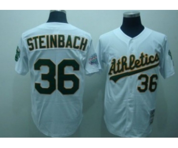 Oakland Athletics #36 Terry Steinbach White Throwback Jersey