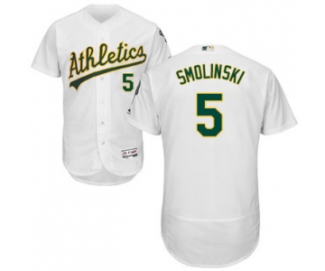 Oakland Athletics #5 Jake Smolinski White Flexbase Authentic Collection Stitched Baseball Jersey